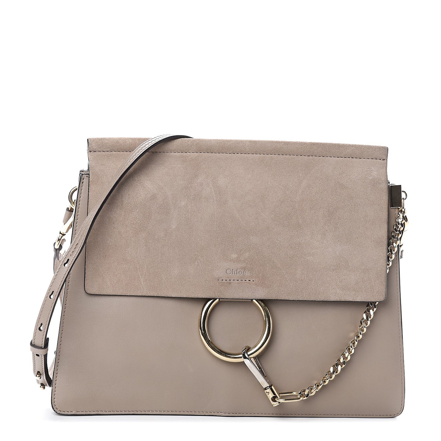 Calfskin Suede Medium Faye Shoulder Bag Motty Grey