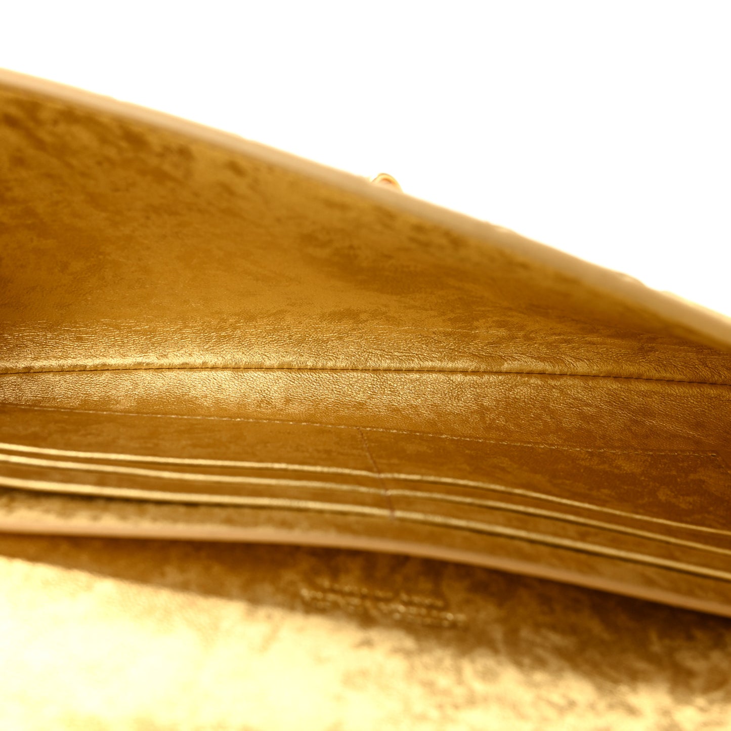 Metallic Satin Lambskin Intrecciato Long Andiamo Top Handle Clutch Gold