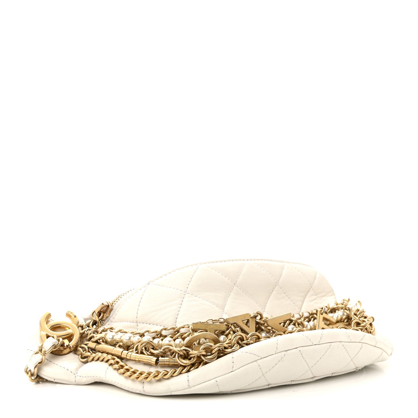Lambskin Quilted All About Chains Waist Belt Bag White