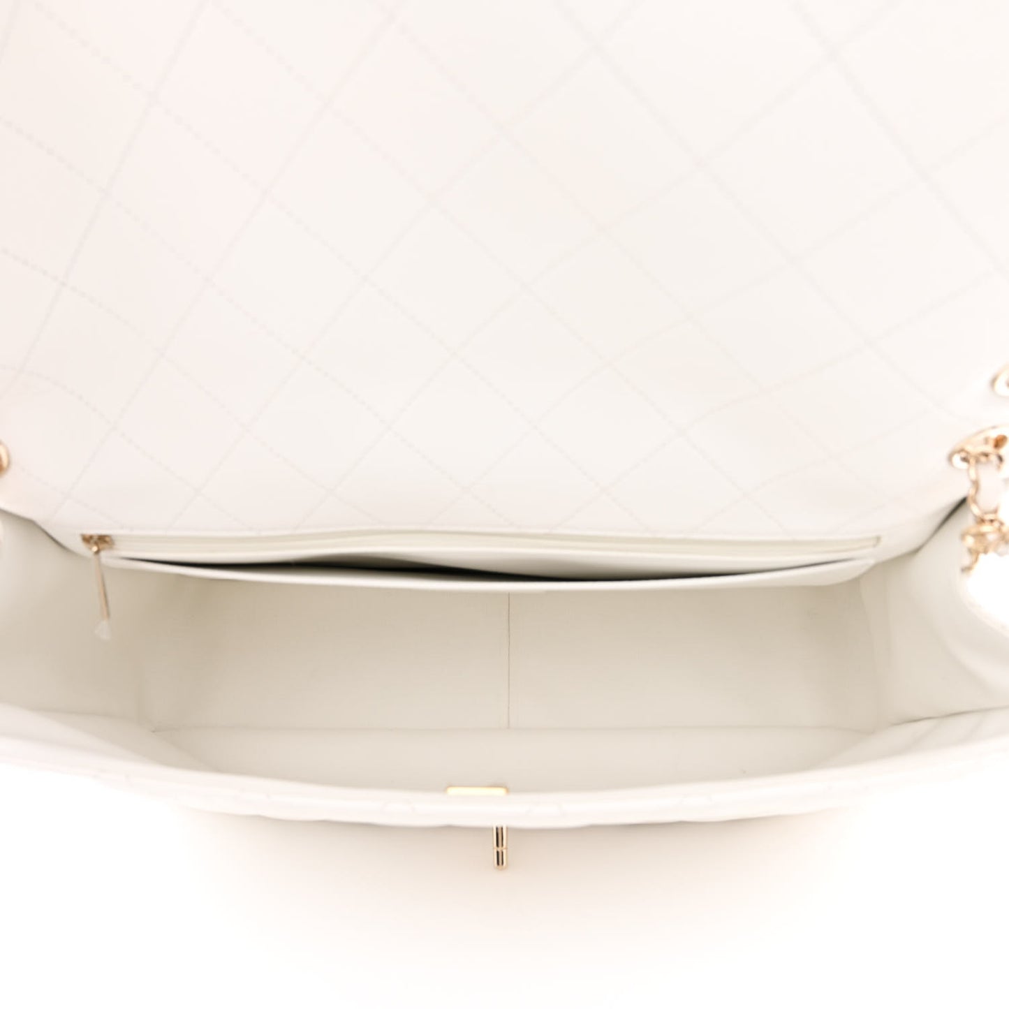 Caviar Quilted XXL Travel Flap Bag White