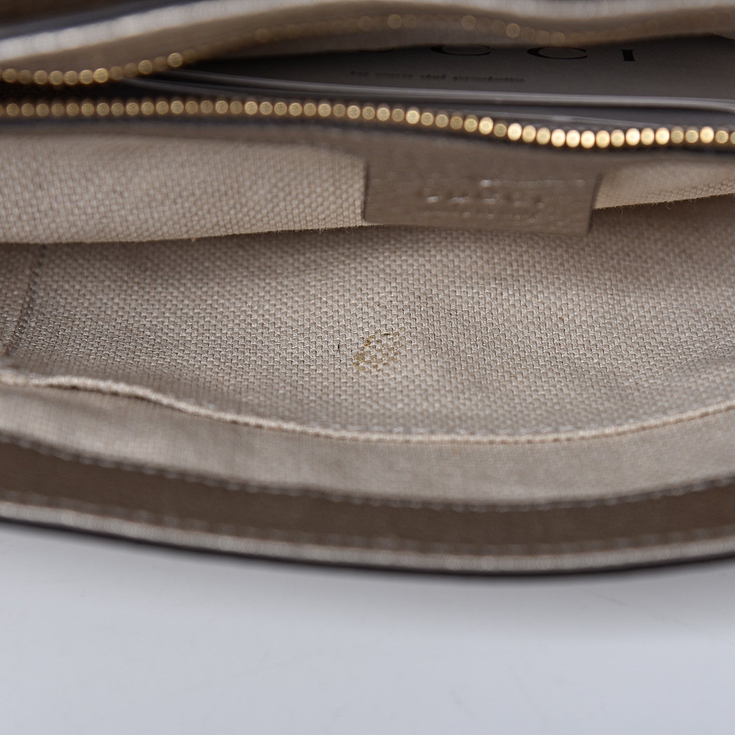 Gucci Metallic Pebbled Calfskin Medium Soho Flap Crossbody Golden Beige 8 of 11