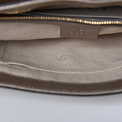 Gucci Metallic Pebbled Calfskin Medium Soho Flap Crossbody Golden Beige 8 of 11