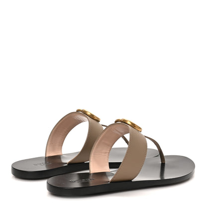 Gucci Calfskin GG Marmont Thong Sandals 35 Mud 35.5 Mud 5 of 9