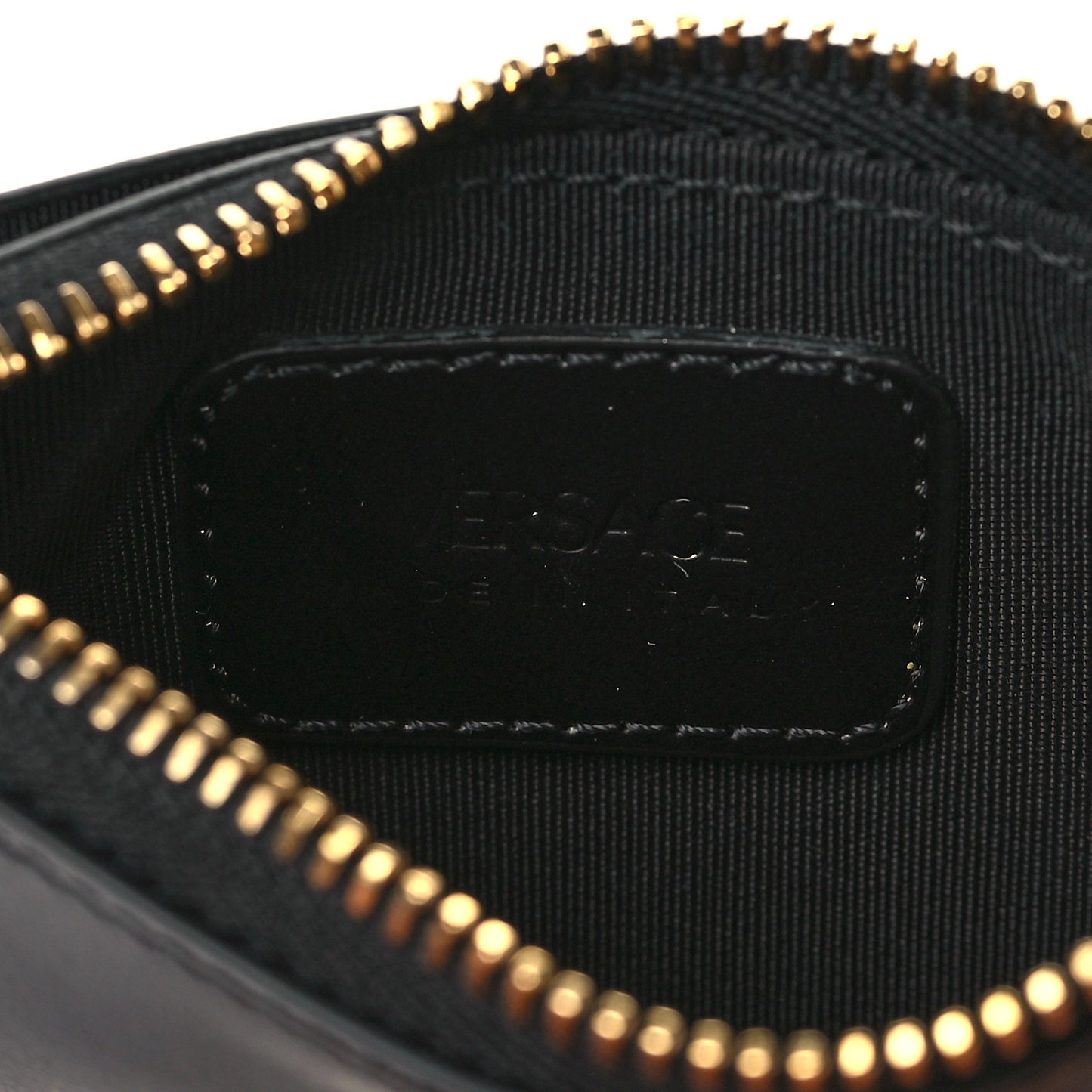 Calfskin Logo Medusa Lanyard Wallet Black