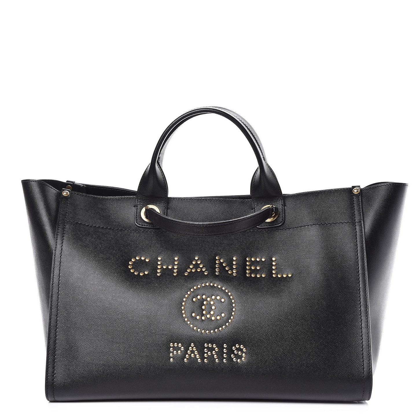 Caviar Medium Studded Deauville Tote Black