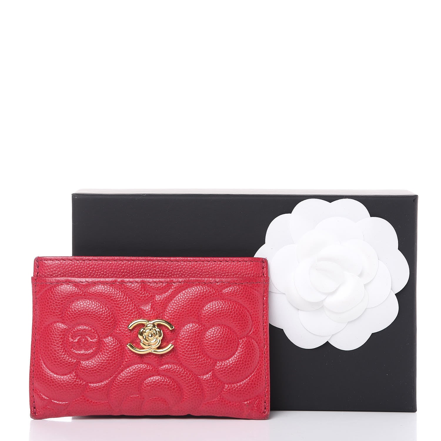 Chanel Caviar Camellia Embossed Card Holder Fuchsia 12 of 12