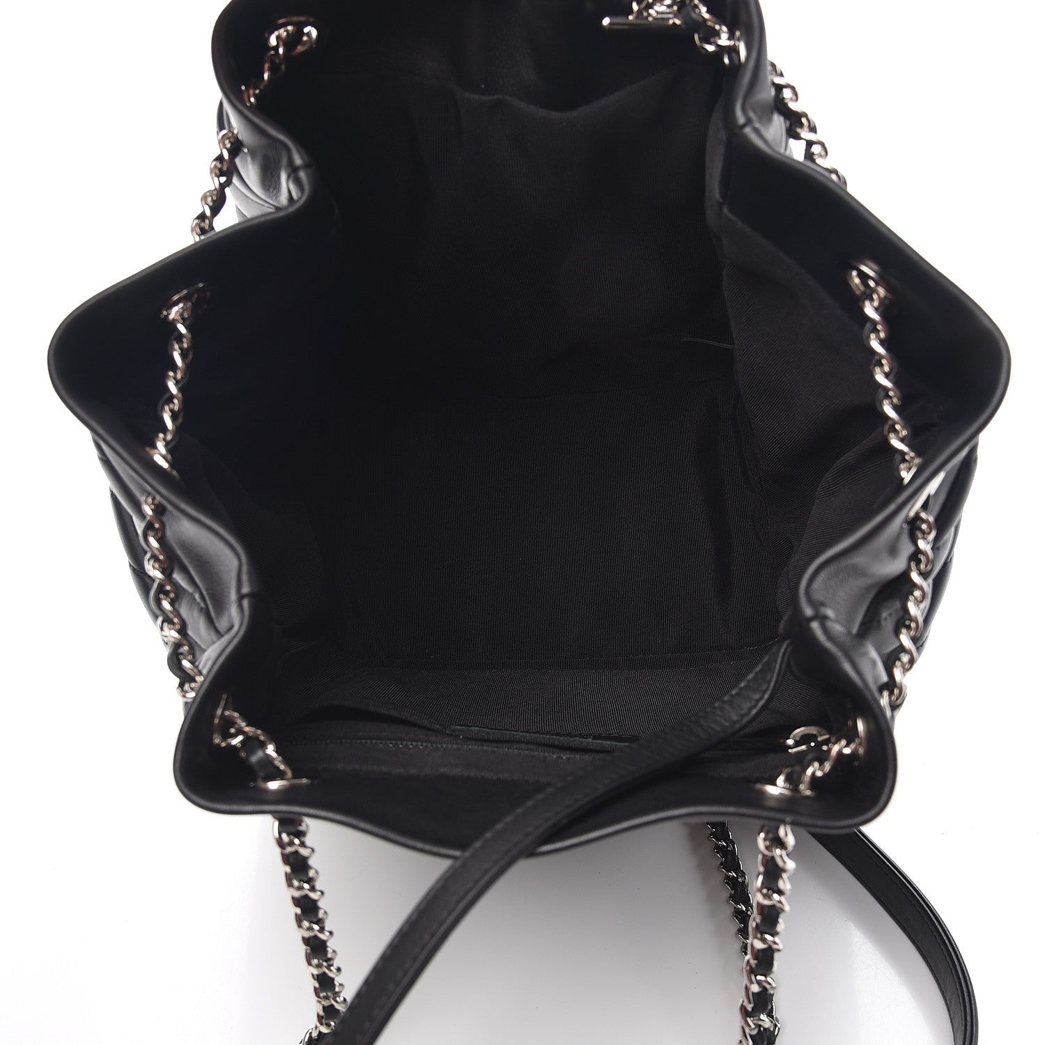 Chanel Lambskin Chevron Small Urban Spirit Drawstring Bag Black 5 of 7
