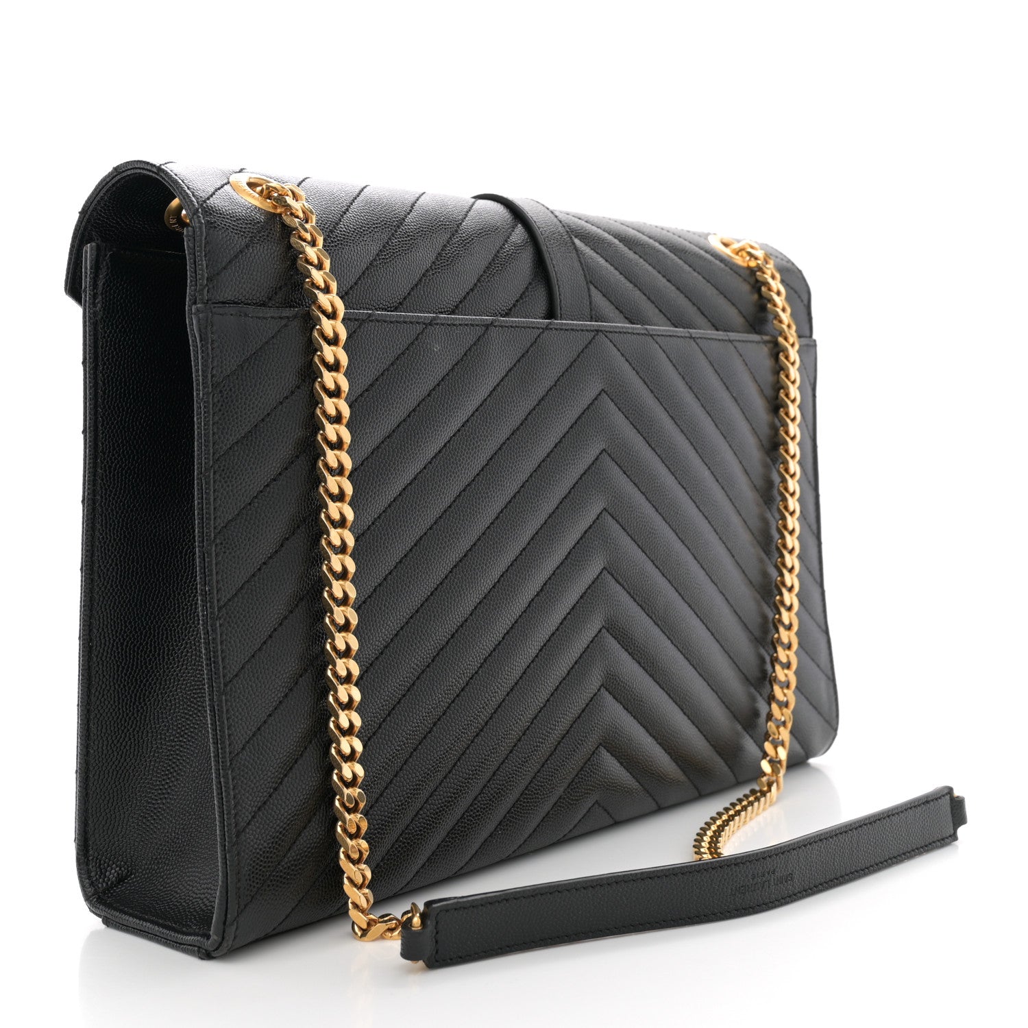 Saint Laurent Grain De Poudre Matelasse Chevron Large Monogram Satchel Black 2 of 10