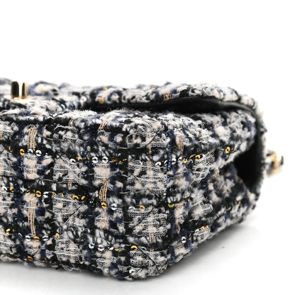 Chanel Glittered Tweed Quilted Mini Rectangular Flap Navy Blue 10 of 10