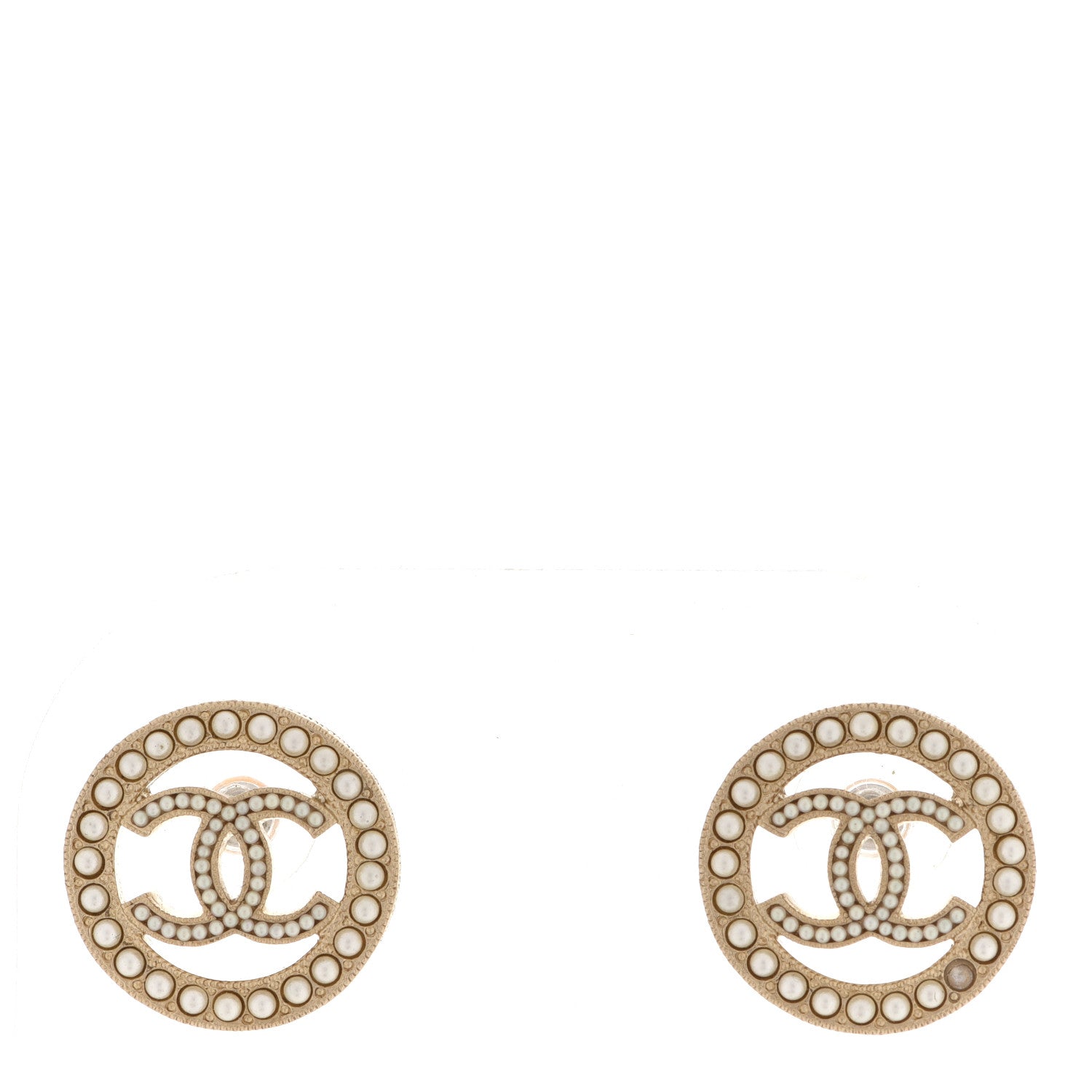 Chanel Pearl CC Round Earrings Gold 1 of 6
