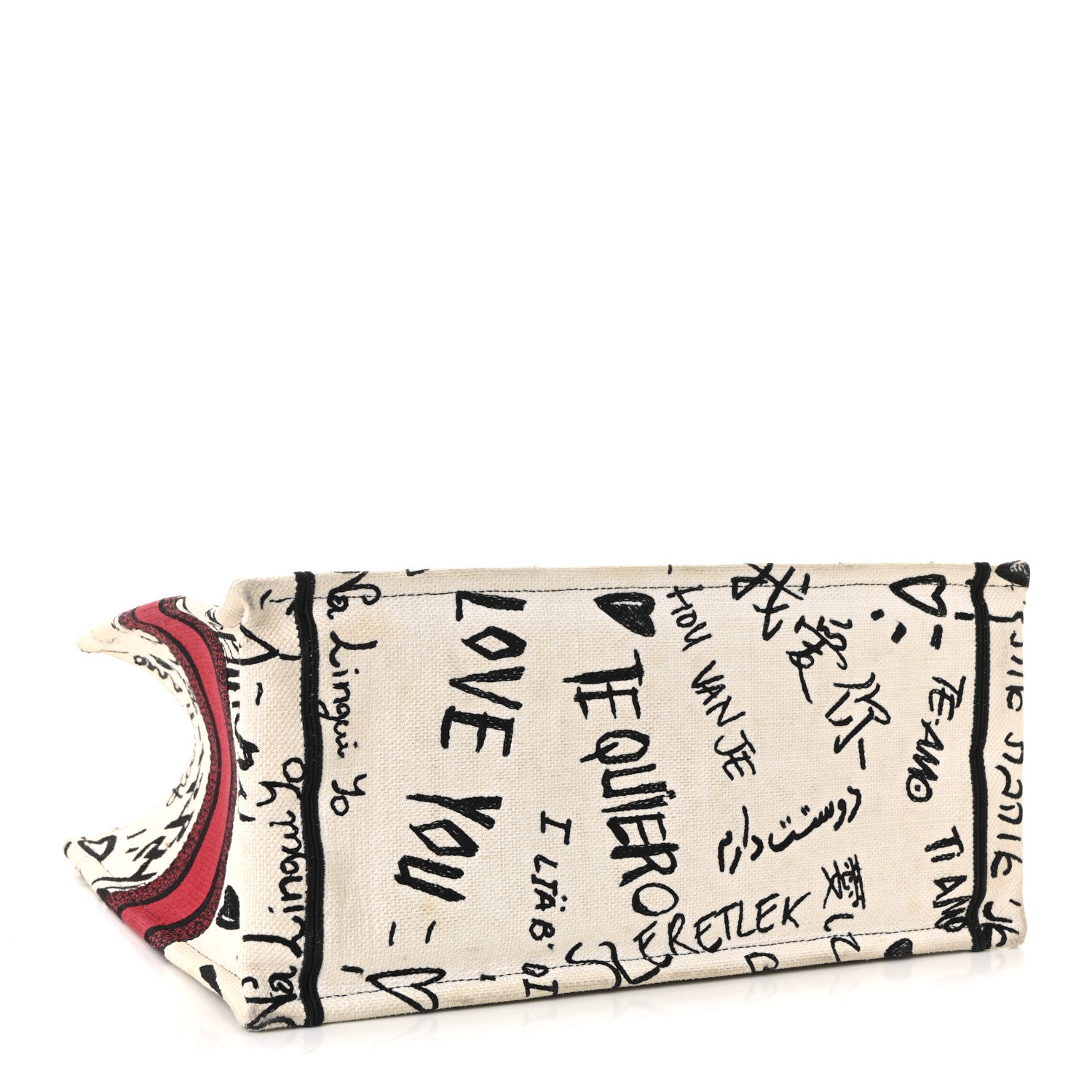 Christian Dior Canvas Embroidered Medium Dioramour Graffiti Book Tote Latte Multicolor 4 of 8