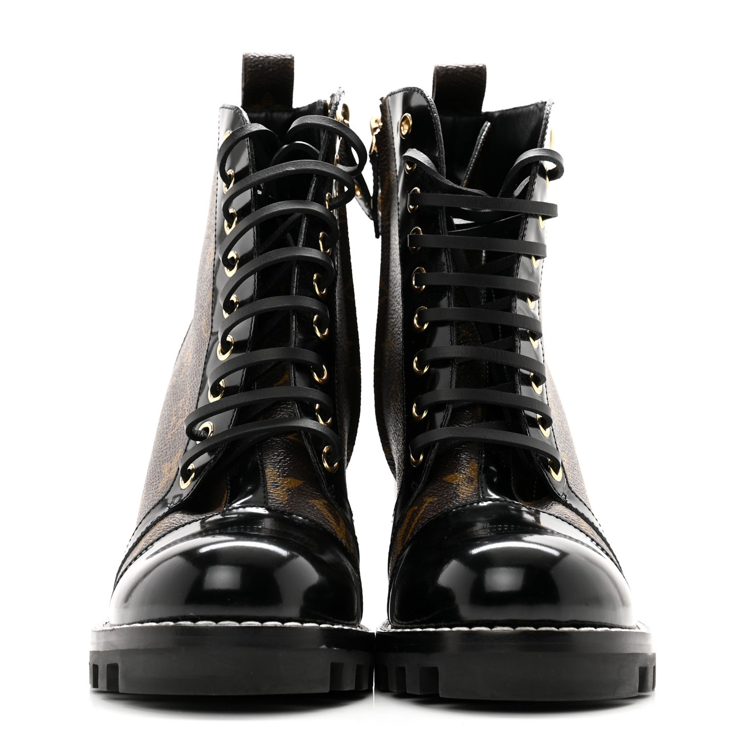 Patent Calfskin Monogram Star Trail Ankle Boots 39 Black
