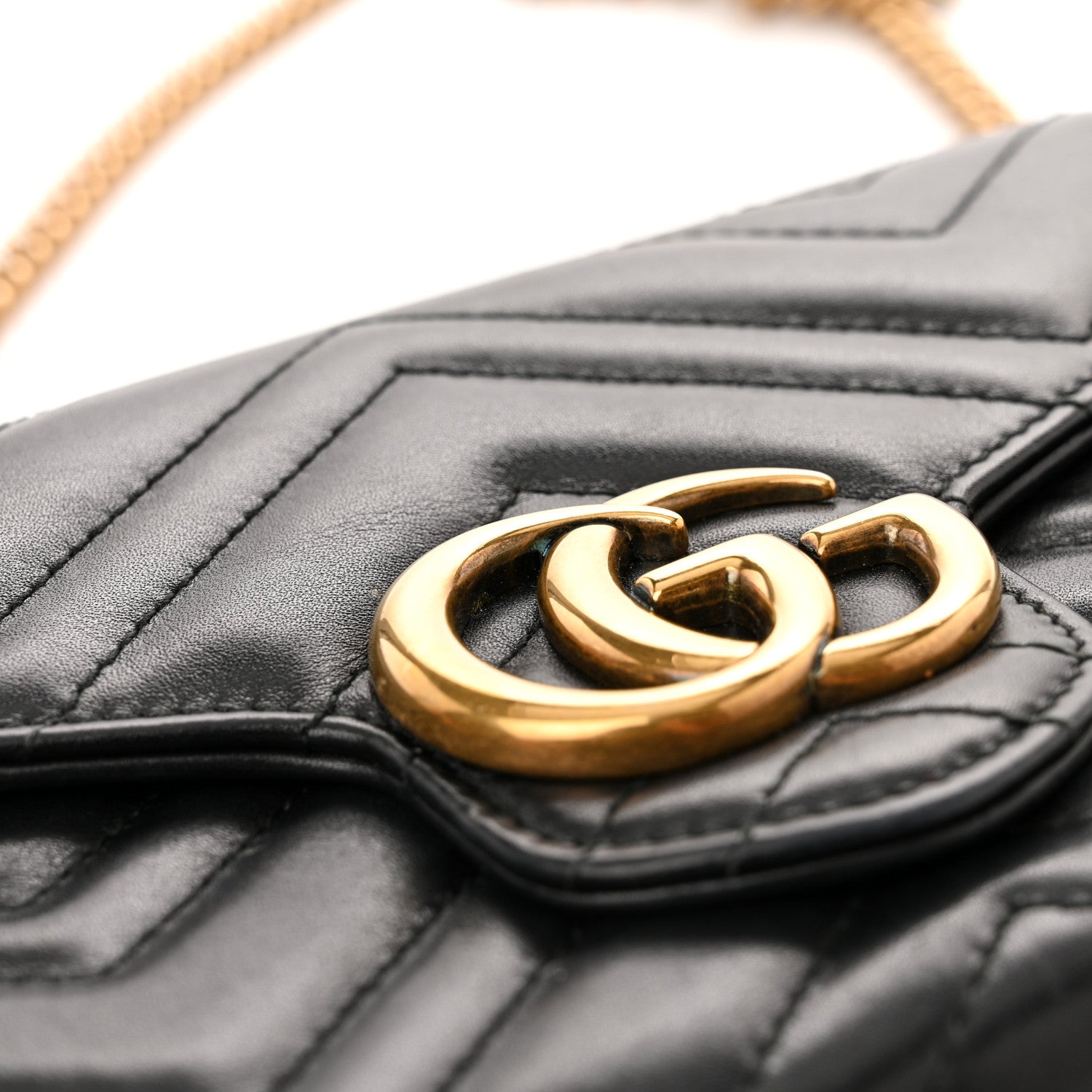 Gucci Calfskin Matelasse GG Marmont Chain Wallet Black 14 of 15