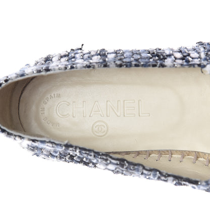 Chanel Metallic Tweed Lambskin CC Espadrilles 37 Blue Black Silver 8 of 12