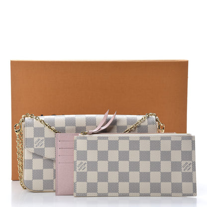 Louis Vuitton Damier Azur Pochette Felicie Chain Wallet Rose Ballerine 14 of 14