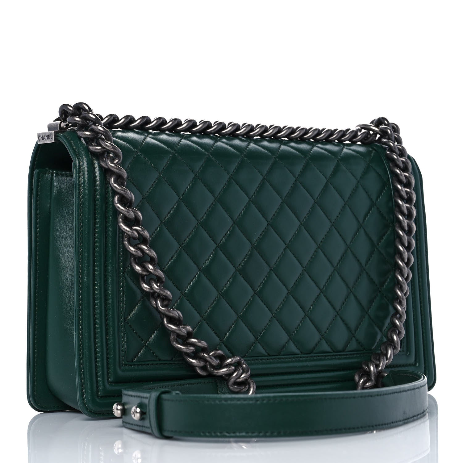 Chanel Lambskin Quilted New Medium Boy Flap Green 2 of 8