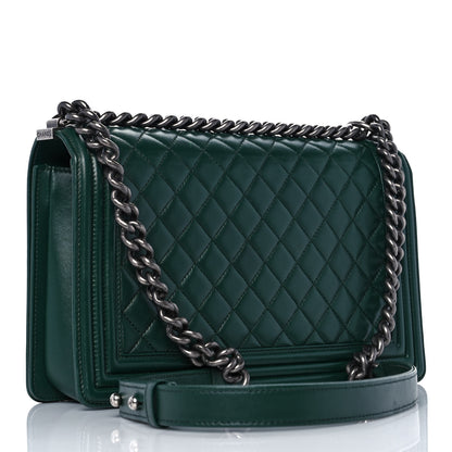 Chanel Lambskin Quilted New Medium Boy Flap Green 2 of 8
