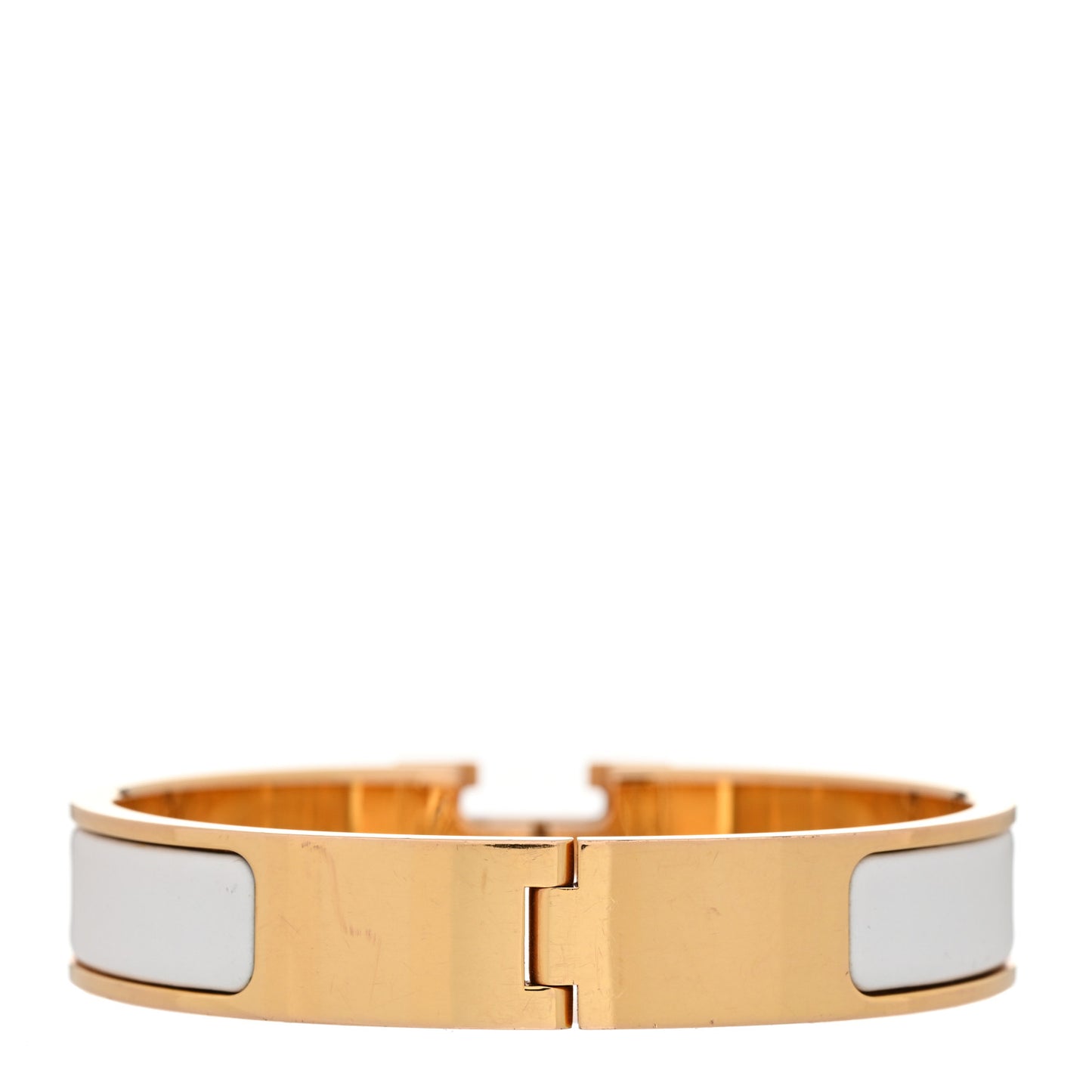 Enamel Narrow Clic Clac H Bracelet PM White