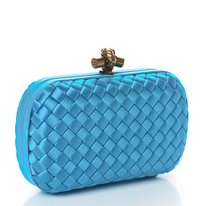 Bottega Veneta Satin Intrecciato Impero Knot Clutch Teal 2 of 7
