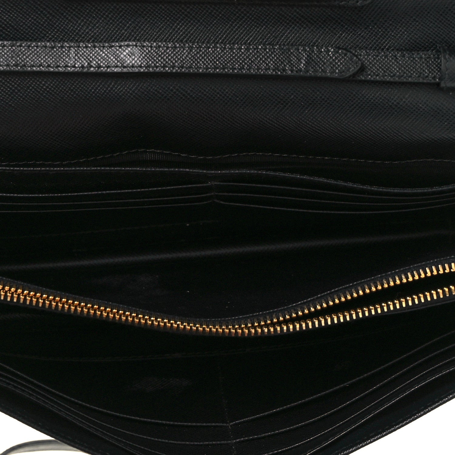Prada Saffiano Metal Flap Wallet With Strap Black 4 of 10