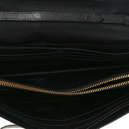 Prada Saffiano Metal Flap Wallet With Strap Black 4 of 10