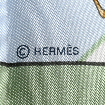 Hermes Silk Les Courses Scarf 45 Vert Amande Bleu Ciel 4 of 4