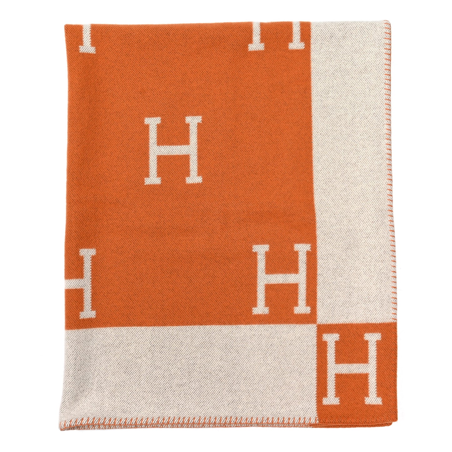 Wool Cashmere Signature Classic Avalon Blanket Ecru Potiron