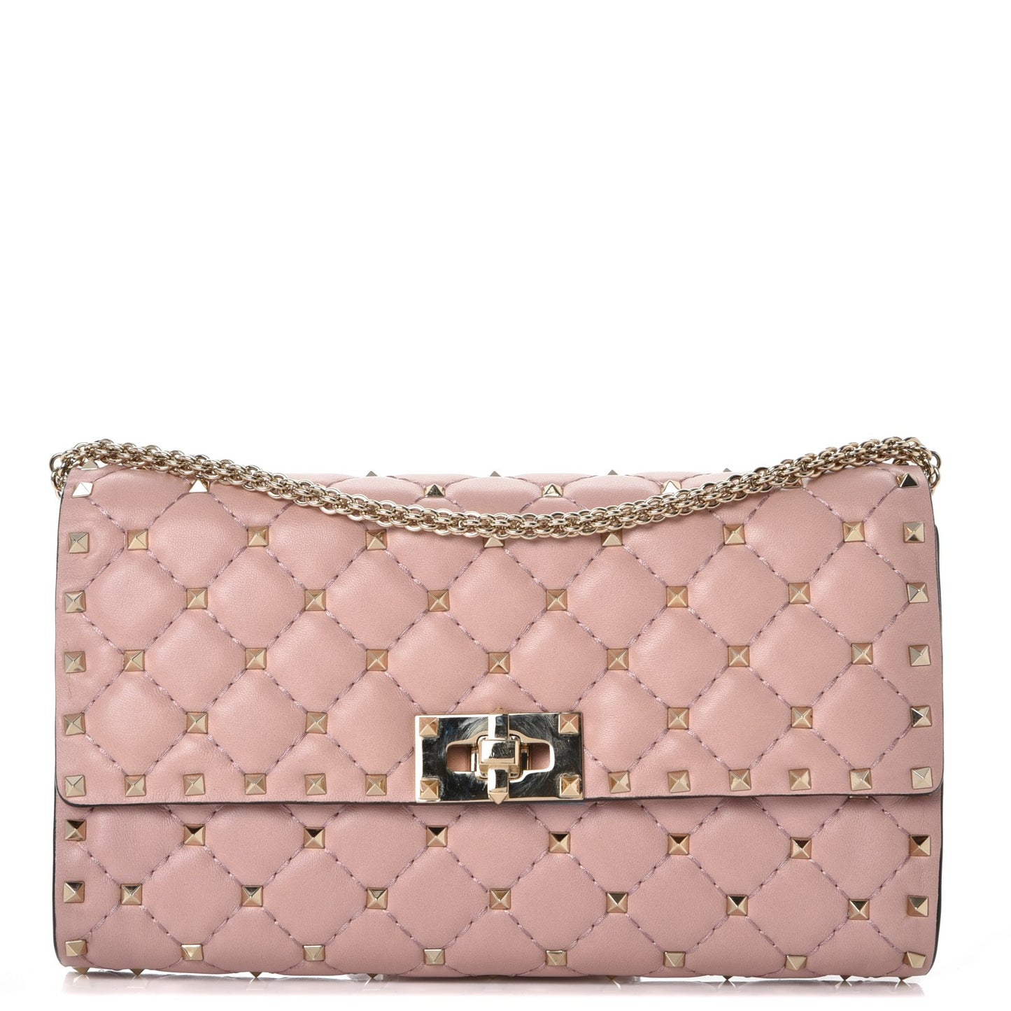Nappa Rockstud Spike Wallet on Chain Water Rose