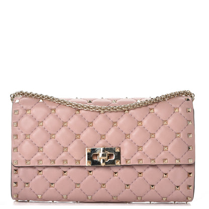 Valentino Garavani Nappa Rockstud Spike Wallet on Chain Water Rose 1 of 9