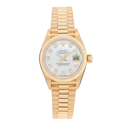 Rolex 18K Yellow Gold Diamond Mother of Pearl 26mm Datejust President Watch 79178 1 of 5