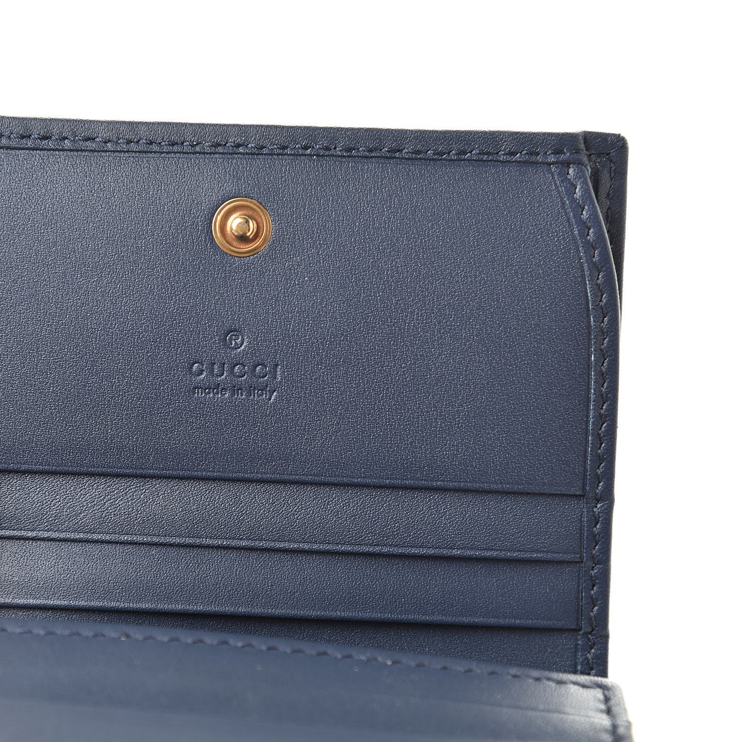 Denim Matelasse Pearly GG Marmont Card Case Wallet Blue