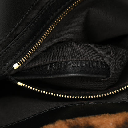 Fendi Shearling Vitello Dolce Macro FF 1974 Baguette Tobacco Black 7 of 11