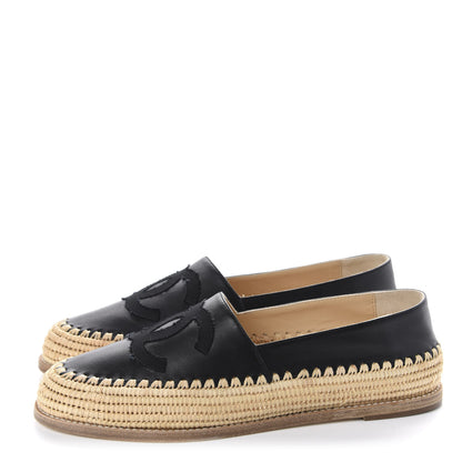 Chanel Lambskin Grosgrain CC Espadrilles 39 Black 3 of 10