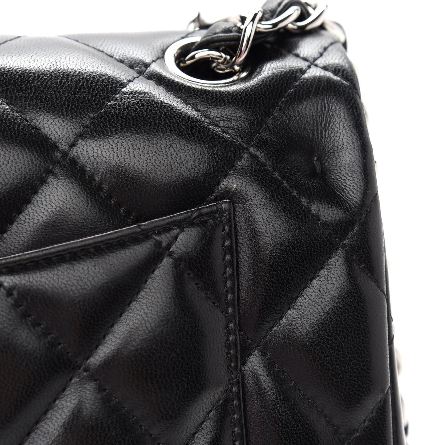 Lambskin Quilted Jumbo Double Flap Black