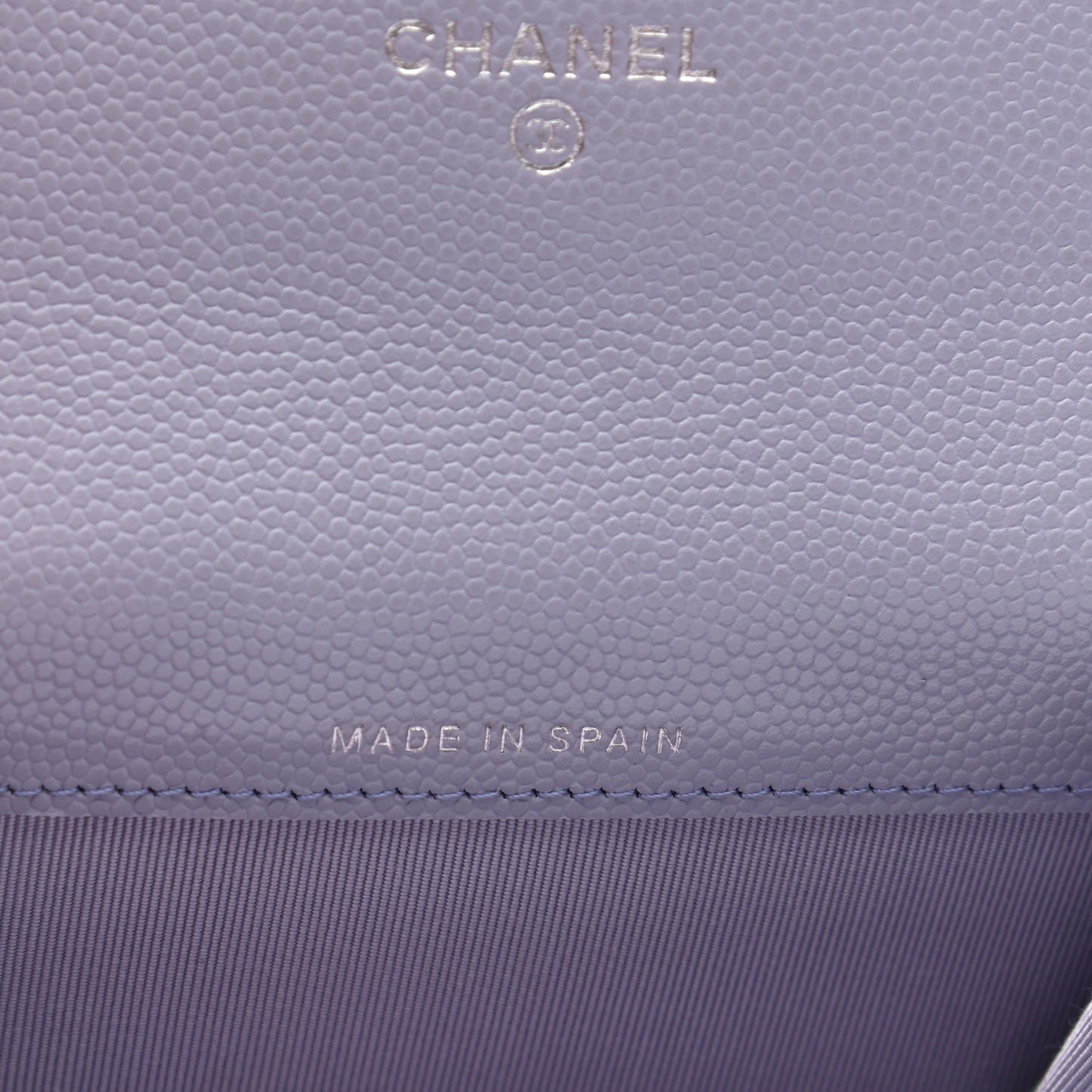 Caviar Quilted Flap Card Holder Wallet Light Purple