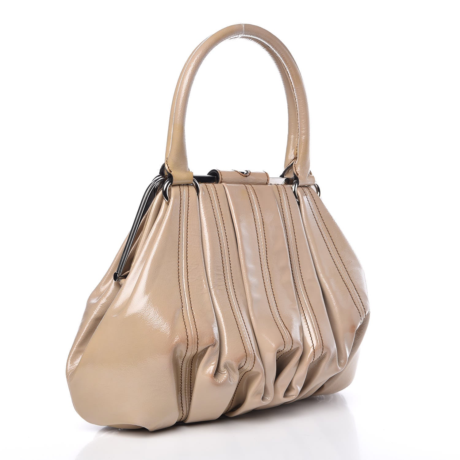 Alexander McQueen Patent Elvie Satchel Beige 3 of 10
