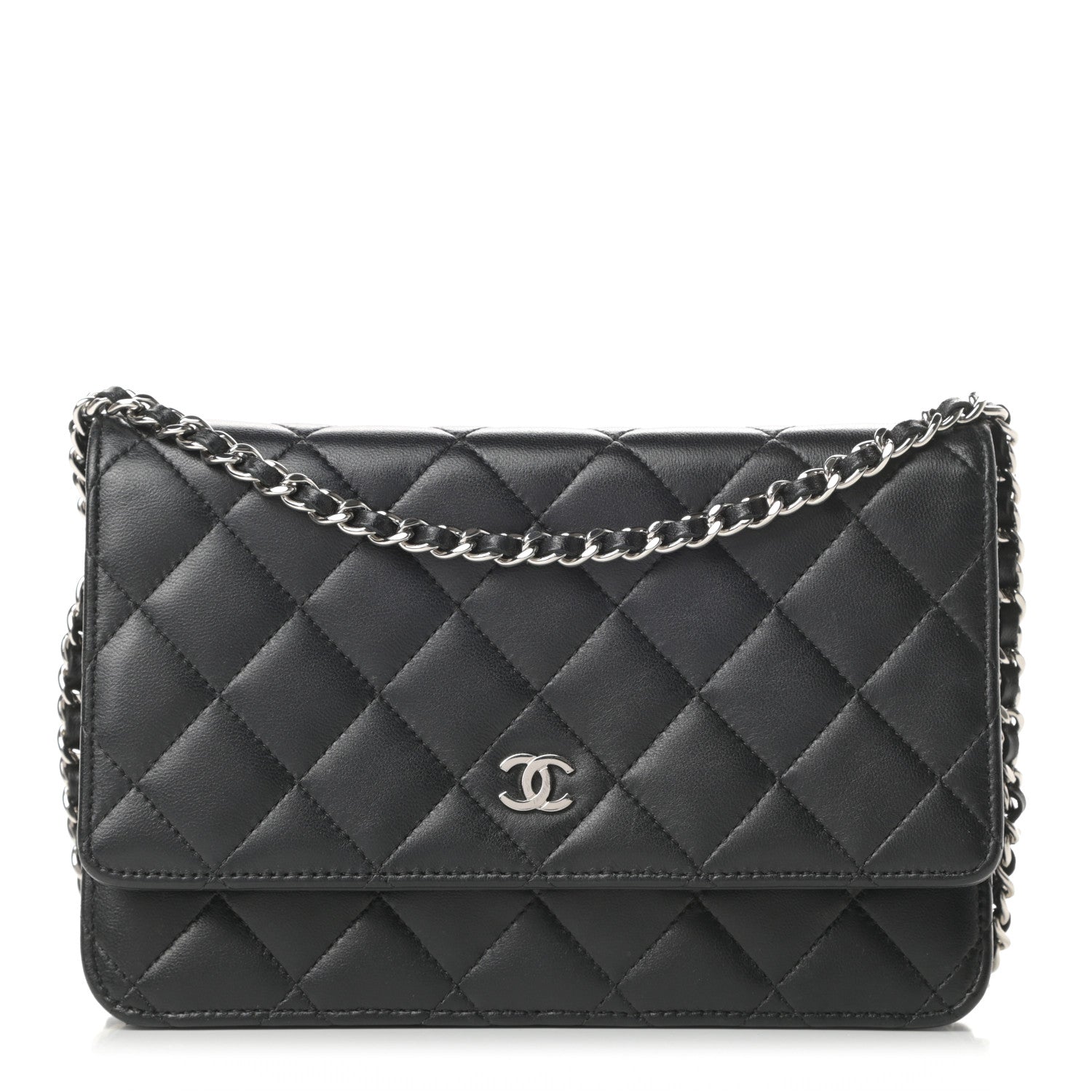 Chanel Lambskin Quilted Wallet On Chain WOC Black 1 of 17