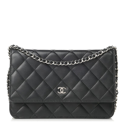 Chanel Lambskin Quilted Wallet On Chain WOC Black 1 of 17
