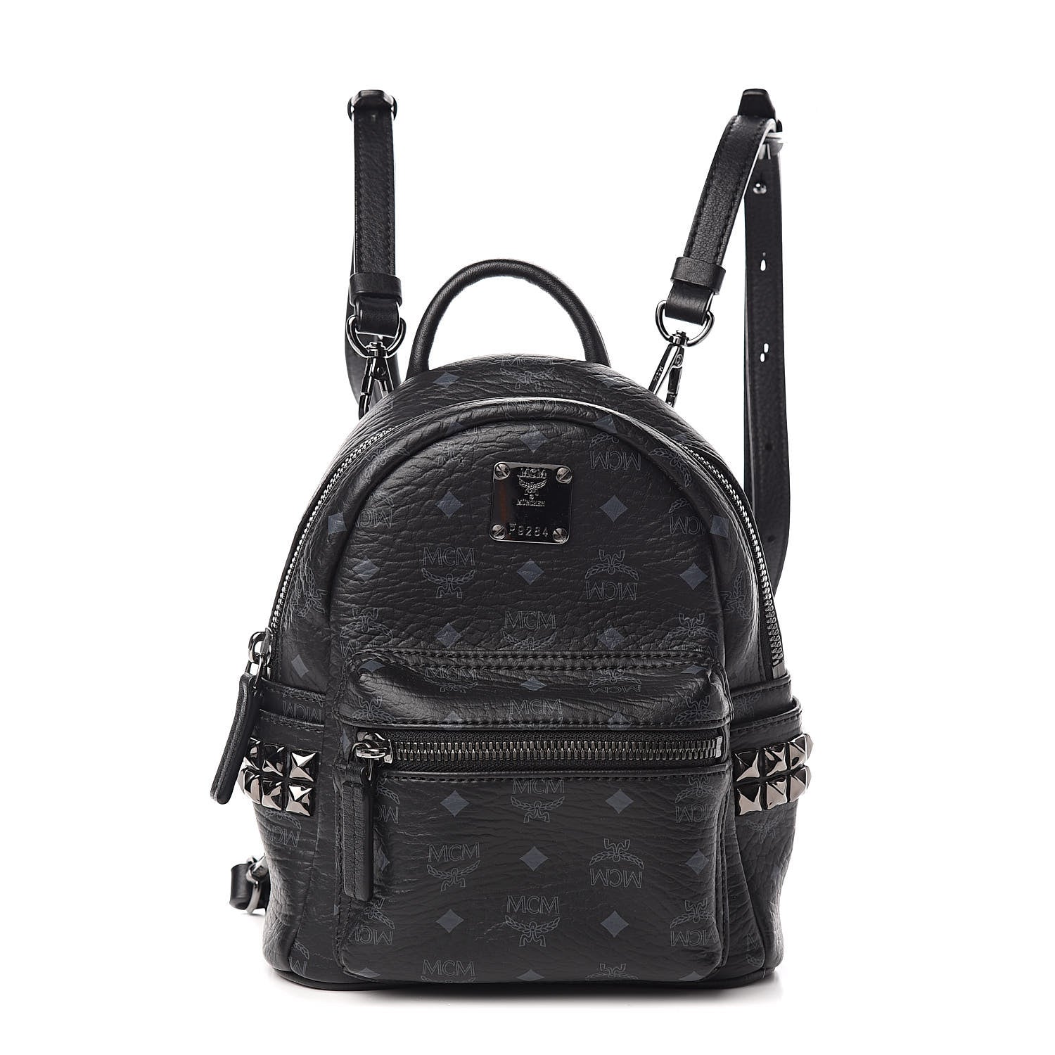 MCM Visetos Side Stud X-Mini Stark Bebe Boo Backpack Black 1 of 9