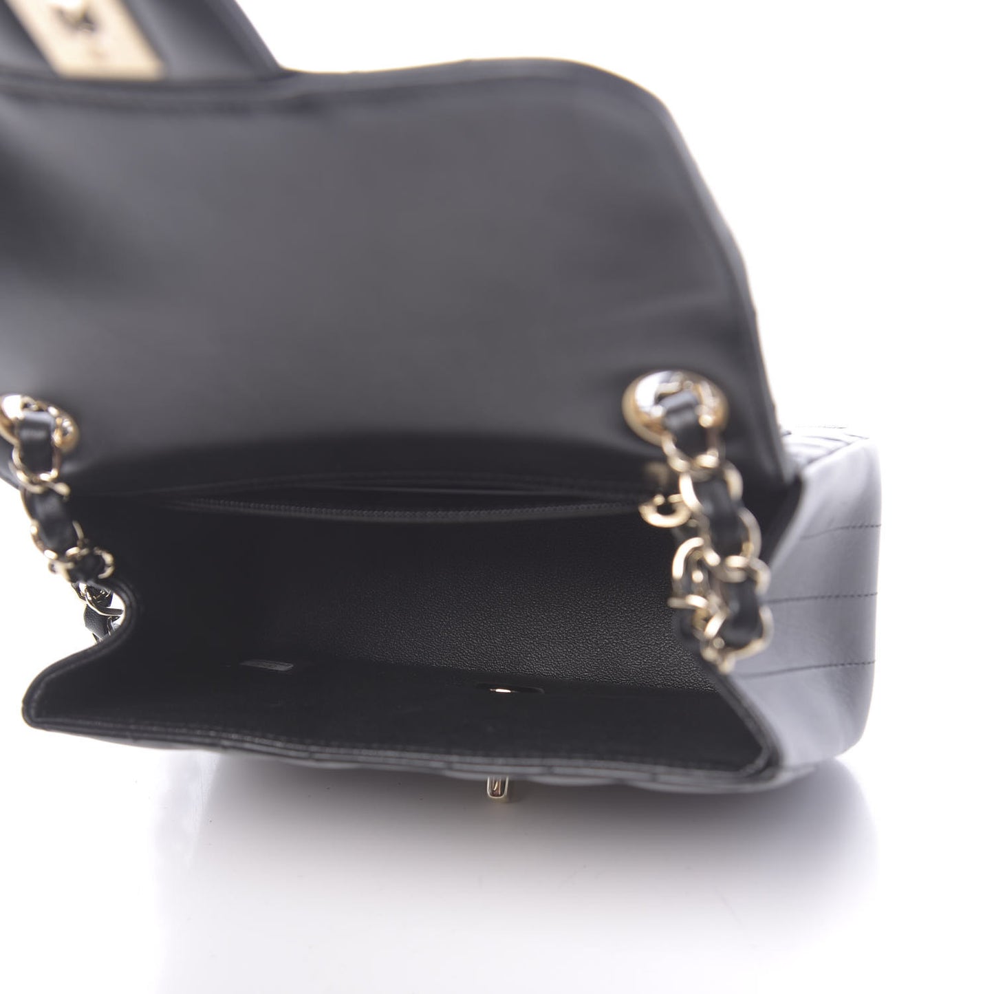 Lambskin Chevron Quilted Mini Square Flap Black
