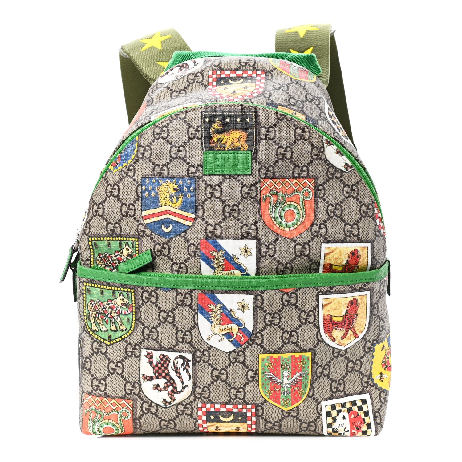 Gucci GG Supreme Monogram Children's Crests Backpack Green 1 of 4