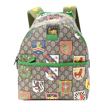 Gucci GG Supreme Monogram Children's Crests Backpack Green 1 of 4