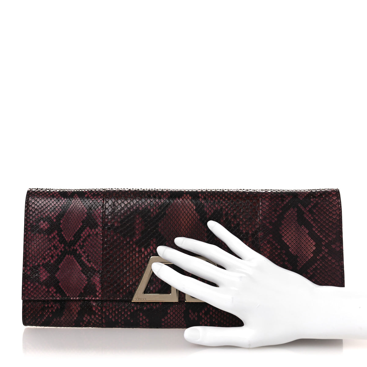 Snakeskin G Night Clutch  Burgundy Black