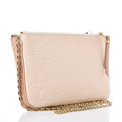 Louis Vuitton Empreinte Double Zip Pochette Beige Rose Creme 3 of 7