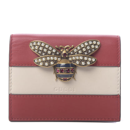 Gucci Calfskin Queen Margaret Card Case Wallet Hibiscus Red Mystic White 1 of 7