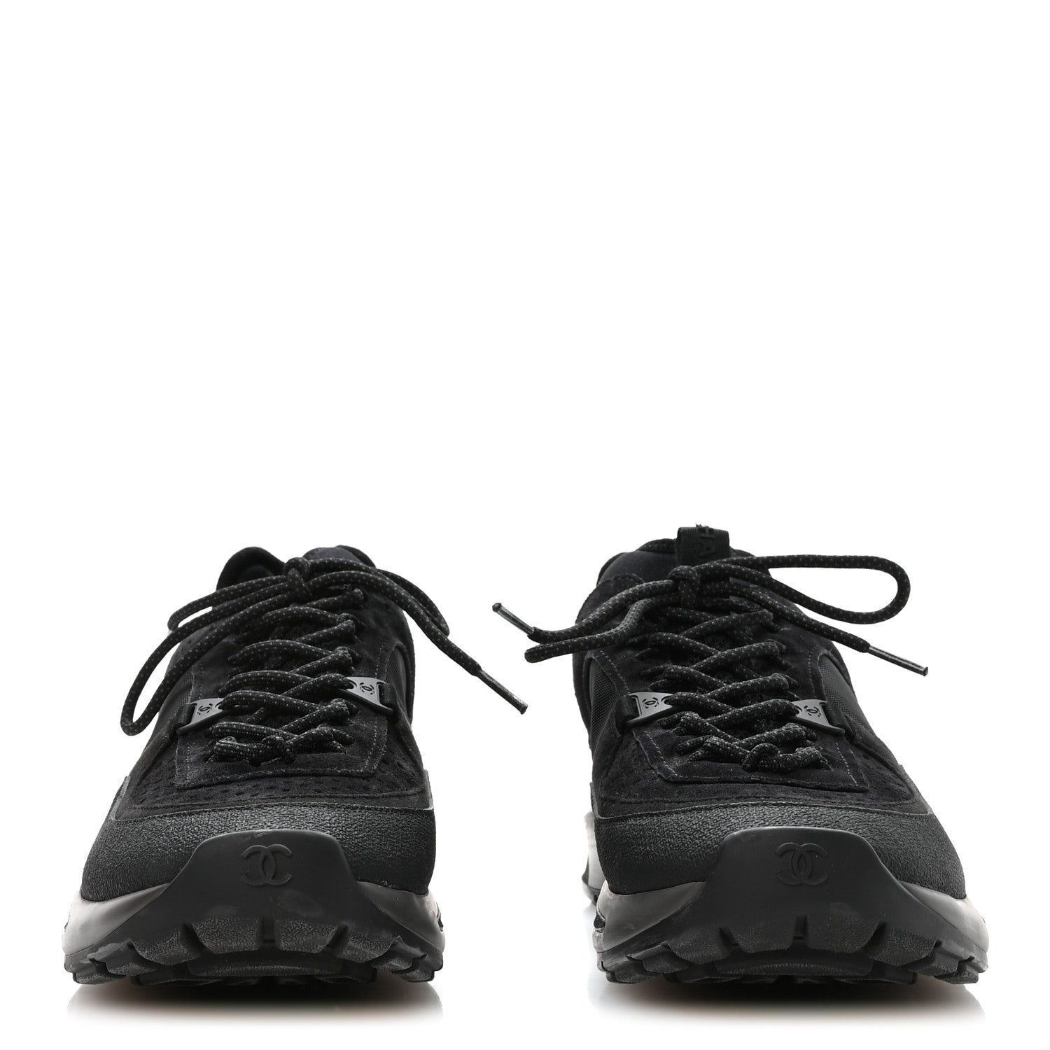 Chanel Suede Calfskin Mesh CC Sneakers 39 Black 3 of 7