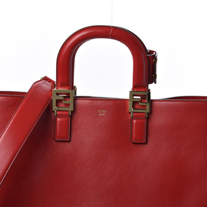 Fendi Vitello Glacier Medium FF Tote Rosso Cardinale 9 of 9