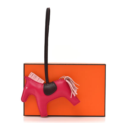 Hermes Milo Lambskin Grigri Rodeo Horse Bag Charm MM Rose Sakura Framboise Rouge Sellier 4 of 4