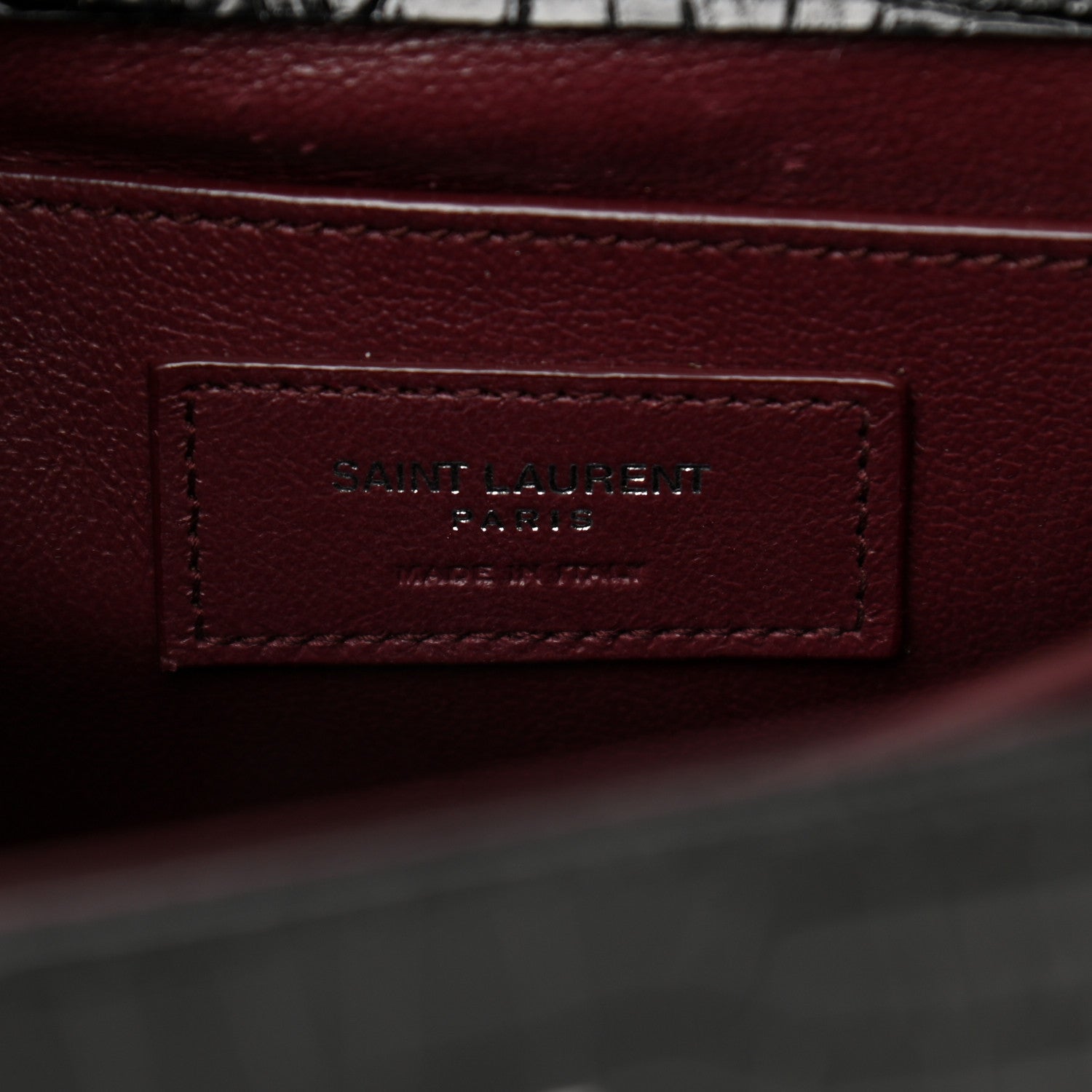Saint Laurent Calfskin Crocodile Embossed Medium Classic Monogram Cassandra Top Handle Black Rouge Legion 6 of 12