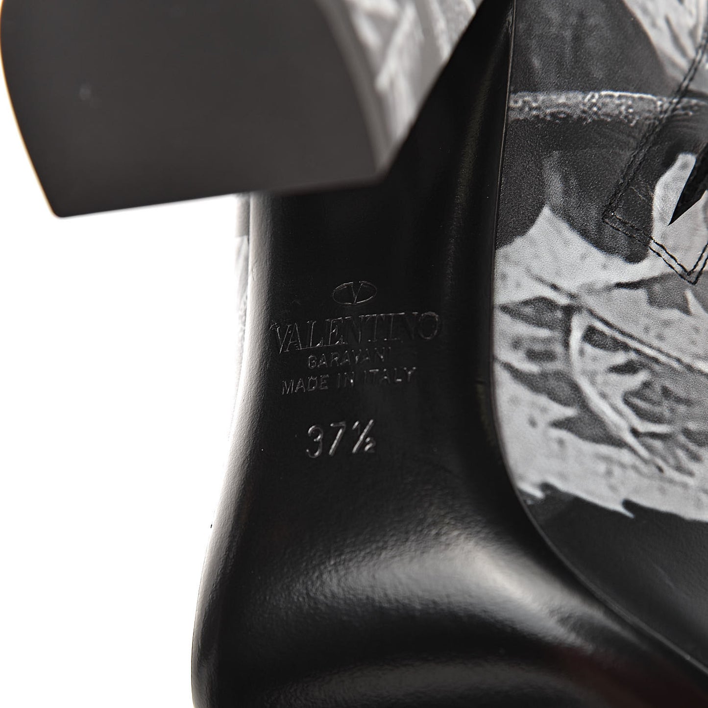 X UNDERCOVER Calfskin Print Ankle Boots 37.5 Black